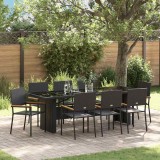 vidaXL Set de masă pentru grădină 9 pcs Negru Rattan poli