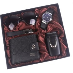 Set cadou pentru barbati in cutie decorativa - 26 x 22 x 4,5 cm - negru