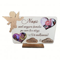 Rama foto cadou, mesaj personalizat pentru nasii de botez, 20×30 cm