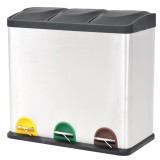 VidaXL Coș gunoi cu pedale pentru reciclare, oțel inoxidabil, 54 L