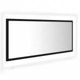 Oglindă de baie cu LED, negru, 100x8,5x37 cm, lemn prelucrat, vidaXL