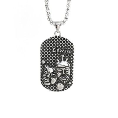 Lant inox Pandantiv zodia Gemeni otel inoxidabil dog tag Personal Style 00A252 foto