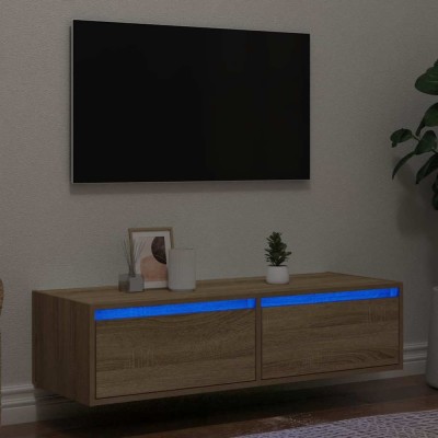 Comodă TV cu lumini LED, stejar sonoma, 100X35,5x25 cm foto