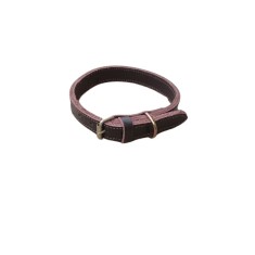Zgarda dubla din piele naturala maro, pentru caini, 55 x 2 cm