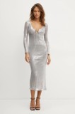 Bardot rochie VERONA culoarea argintiu, midi, mulată, 58859DB