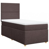 Cumpara ieftin Pat box spring cu saltea, maro inchis, 80x200 cm, textil