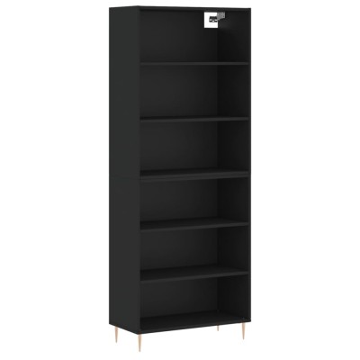 Dulap inalt, negru, 69,5x32,5x180 cm, lemn prelucrat foto