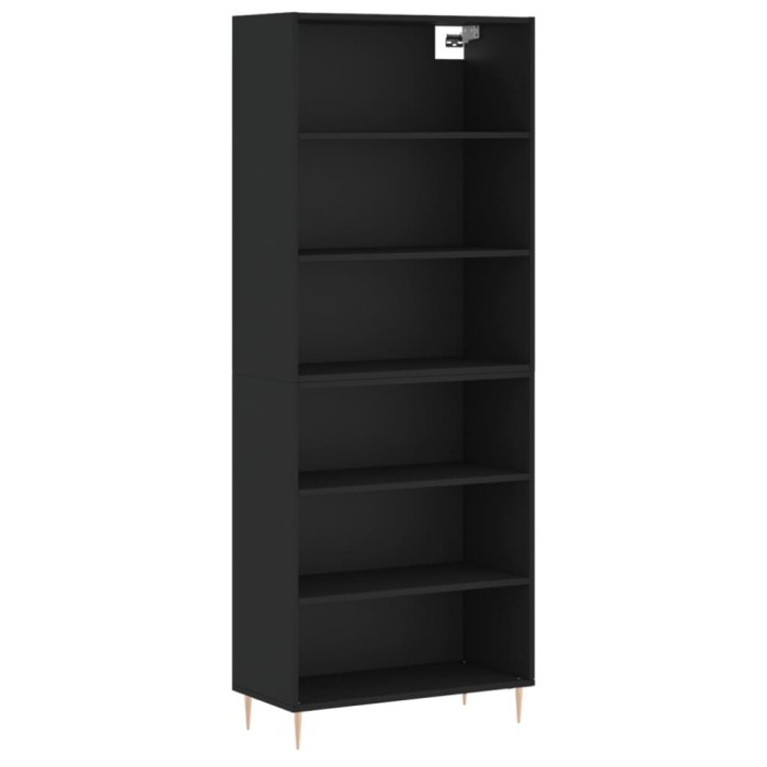 Dulap inalt, negru, 69,5x32,5x180 cm, lemn prelucrat