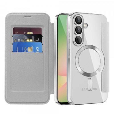 Husa MagSafe pentru Samsung Galaxy A56 A566, Techsuit, SmartMag Book, Gri foto