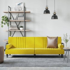 vidaXL Canapea extensibila cu cotiere, galben, catifea foto