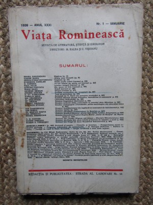 VIATA ROMANEASCA 1939 ANUL XXXI NR 1 IANUARIE foto