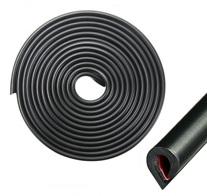 Banda protectie usi auto, cauciuc/plastic, 5 x 5mm, negru