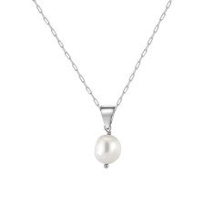 Lantisor argint 925, JW1537, model perla, placat cu rodiu