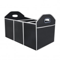 Organizator pliabil cu 3 compartimente, manere, material textil, negru foto