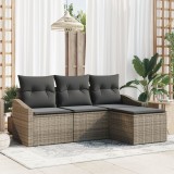 Gossi set canapea gradina cu 4 piese si perne gri din poly rattan