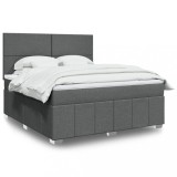VidaXL Pat box spring cu saltea, gri &icirc;nchis, 180x200 cm, textil 3291741