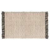Covor Decorativ, Bej Negru, 130x90cm, Franjuri, Bumbac, Oem