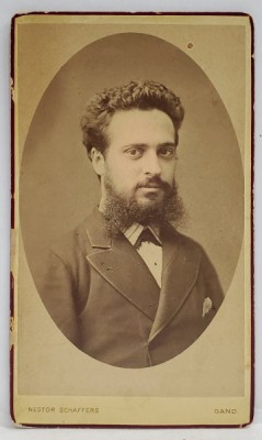 STUDIO NESTOR SCHAFFERS , GAND , PORTRETUL LUI HRISTO BOTEV ( 1848 -1876 ) , poet si revolutionar bulgar , FOTOGRAFIE C.D.V , SFARSIT DE SECOL XIX foto