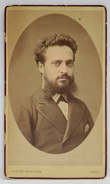 STUDIO NESTOR SCHAFFERS , GAND , PORTRETUL LUI HRISTO BOTEV ( 1848 -1876 ) , poet si revolutionar bulgar , FOTOGRAFIE C.D.V , SFARSIT DE SECOL XIX