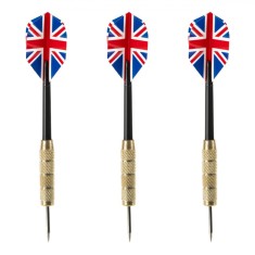 Set Săgeți Darts, 20g, 3 Bucăți, Steag American și Englezesc, Părți Metalice Aurii