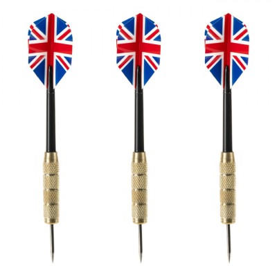 Set Săgeți Darts, 20g, 3 Bucăți, Steag American și Englezesc, Părți Metalice Aurii foto