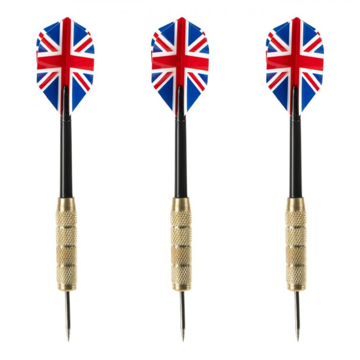Set Săgeți Darts, 20g, 3 Bucăți, Steag American și Englezesc, Părți Metalice Aurii