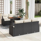 VidaXL Set de cinci piese pentru masă de grădină cu perne, din rattan negru și acacia.