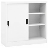 VidaXL Dulap de birou cu ușă glisantă, alb, 90x40x90 cm, oțel