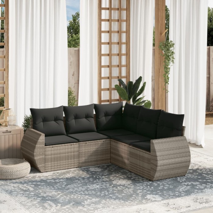 Gossi set canapele de gradina cu perne, 5 piese gri deschis poliratan