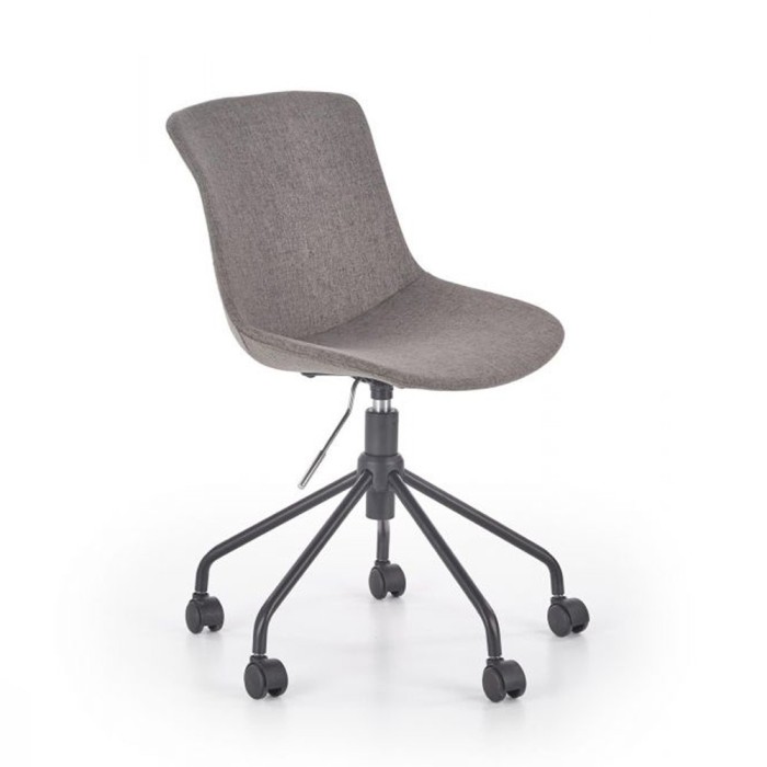 Scaun birou copii HM Doblo, ergonomic, roti pivotante, cadru cromat, stofa, inaltime ajustabila, 100 kg, gri