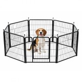 Tarc metalic de joaca, cusca pentru caini cu poarta, pliabila si portabila, 8 panouri, 80x80 cm, JollyMag, KOT32