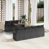 VidaXL Set Canapea Grădină cu pernă Manual 8 pcs Negru Pentru 6 Persoane