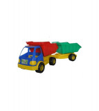 Camion de jucarie tip basculanta cu remorca pentru copii, 70 cm-Culoare Albastru, Oem