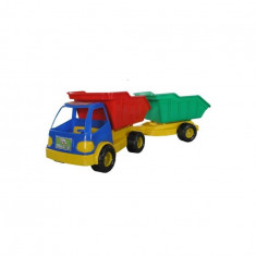 Camion de jucarie tip basculanta cu remorca pentru copii, 70 cm-Culoare Albastru