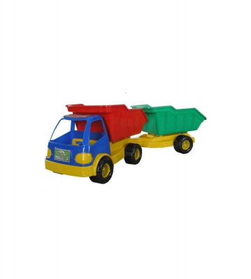 Camion de jucarie tip basculanta cu remorca pentru copii, 70 cm-Culoare Albastru foto
