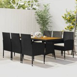 VidaXL Set mobilier de exterior, 7 piese, negru, poliratan 3120108