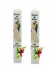 Set lumanari nunta, personalizabile cu nume si data, decorate cu flori uscate si silueta mire si mireasa multicolor, Eventissimi&reg;