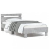 VidaXL Cadru de pat cu tăblie și lumini LED, gri beton, 90x190 cm 838746