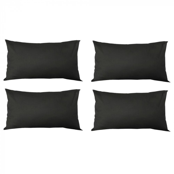 Set 4 Perne decorative dreptunghiulare, 50x30 cm, pline cu Puf Mania Relax, culoare negru