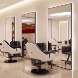 Consolă de frizerie, de bărbierit, cosmetică cu oglindă LED 200x80 PRO neagră