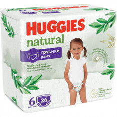 Scutece chilotel Huggies Natural Pants 6, 15+ kg, 26 buc