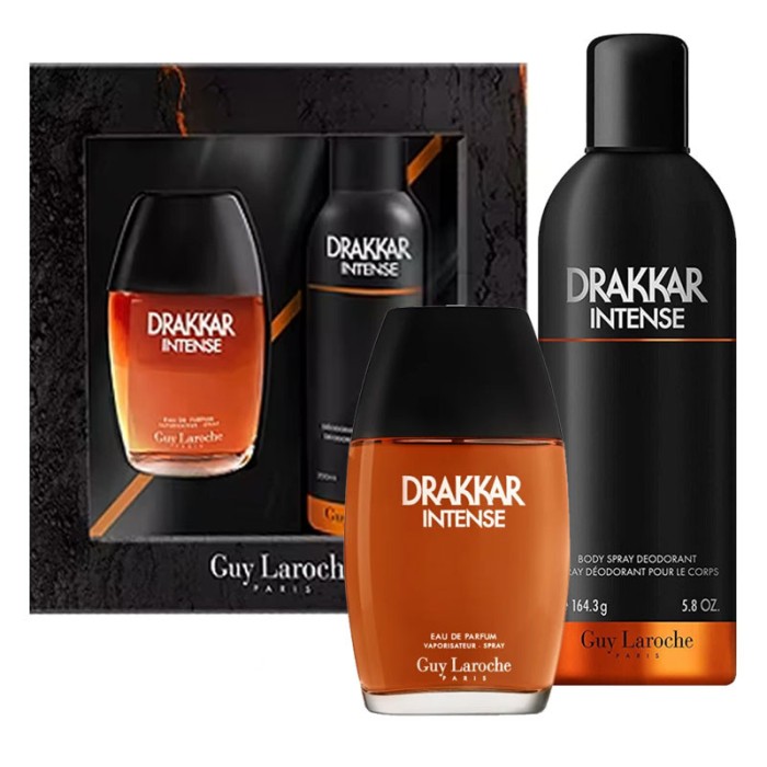 Set Guy Laroche: Drakkar Noir Intense, Apă de parfum, Bărbați, 100 ml + Drakkar Noir Intense, Body Spray, 200 ml