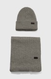 Barbour set căciulă și fular Crimdon Beanie &amp; Scarf Gift Set culoarea gri MGS0019