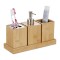 Set accesorii baie cu tavita, 3 piese- include dozator sapun, Bambus, Natur