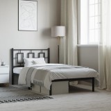 vidaXL Cadru de pat din metal cu tăblie, negru, 100x200 cm