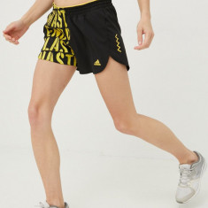 adidas Performance pantaloni scurți de alergare Run For The Ocean femei, culoarea negru, modelator, medium waist