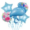 Set Baloane party aniversare, Cyrax, din Folie de aluminiu si Latex, set din 5 baloane Flamigo Party cu 2 stele, 2 baloane rotunde, 60 -90 cm, Albastr