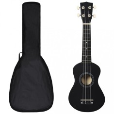 Gossi set ukulele soprano, cu husa, pentru copii, negru, 21"