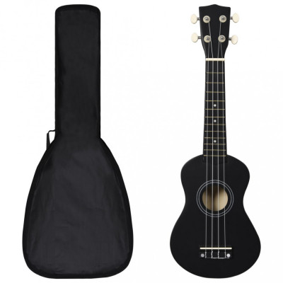 Set ukulele soprano, cu husa, pentru copii, negru, 21&amp;quot; GartenMobel Dekor foto