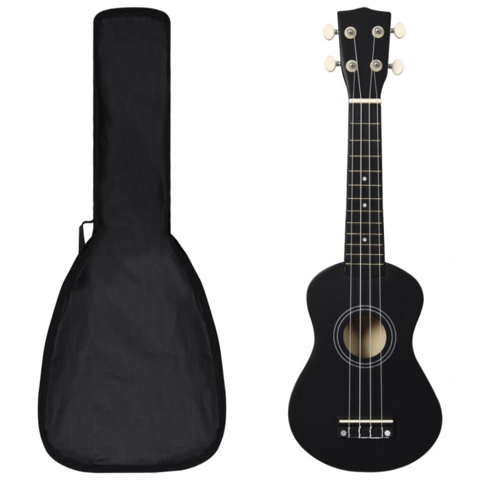 Set ukulele soprano, cu husa, pentru copii, negru, 21&quot; GartenMobel Dekor